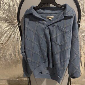 Weatherman Striped Blue Crewneck Sweater – Size M, Warm Knit, Casual Layer